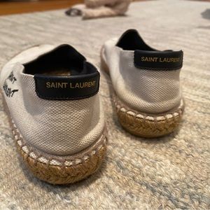 Saint Laurent Embroidered Canvas Espadrilles - Natural - Espadrilles